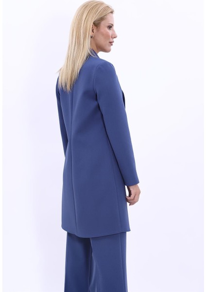 Şal Yaka Uzun Ceket-Indigo fırsatları