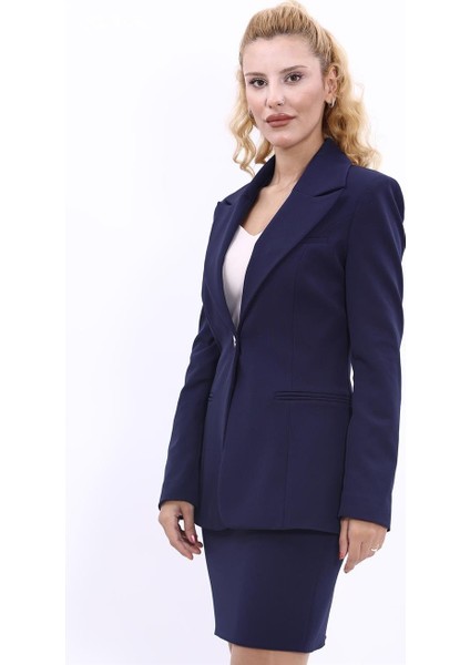 Erkek Yaka Tek Düğmeli Klasik Ceket-Lacivert fiyatları