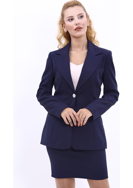 Erkek Yaka Tek Düğmeli Klasik Ceket-Lacivert indirimleri