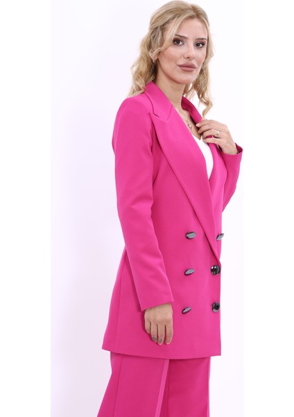 Erkek Yaka Kuruvaze Uzun Ceket-Fuşya fırsatları