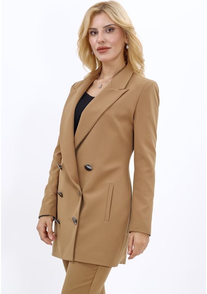 Erkek Yaka Kuruvaze Uzun Ceket-Camel fiyatları