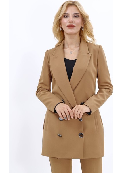 Erkek Yaka Kuruvaze Uzun Ceket-Camel indirimleri