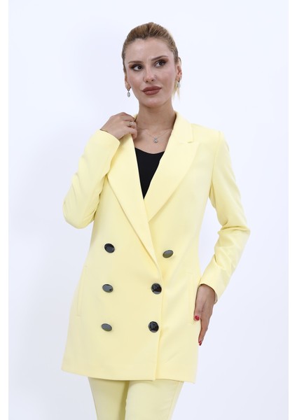 Erkek Yaka Kuruvaze Uzun Ceket-Sarı