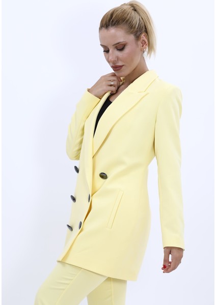 Erkek Yaka Kuruvaze Uzun Ceket-Sarı fiyatları