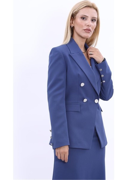 Erkek Yaka Çapraz Ceket-Indigo indirimleri