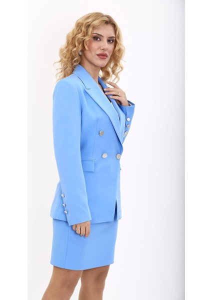 Erkek Yaka Çapraz Ceket-Gökyüzü fiyatları