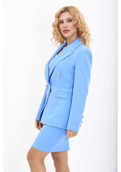 Erkek Yaka Çapraz Ceket-Gökyüzü fırsatları