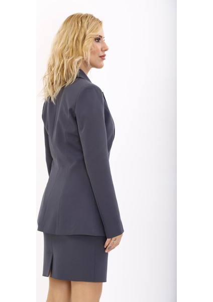 Erkek Yaka Tek Düğmeli Klasik Ceket-Füme modelleri