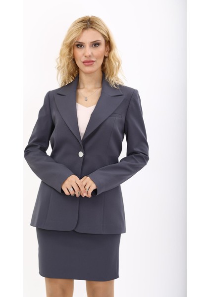 Erkek Yaka Tek Düğmeli Klasik Ceket-Füme indirimleri