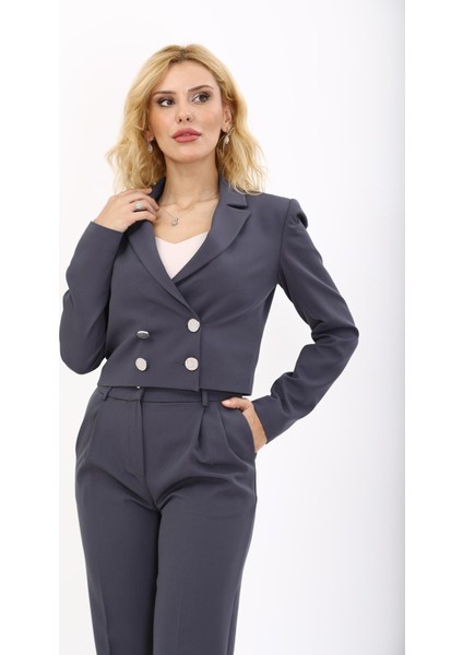 Erkek Yaka Kuruvaze Kısa Ceket-Füme fiyatları