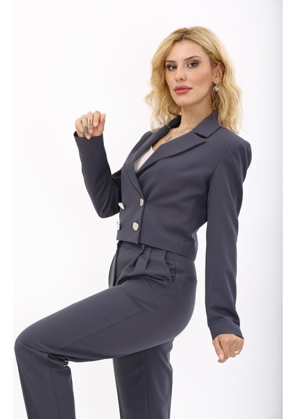 Erkek Yaka Kuruvaze Kısa Ceket-Füme modelleri