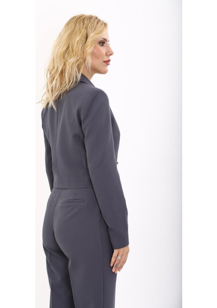 Erkek Yaka Kuruvaze Kısa Ceket-Füme fırsatları