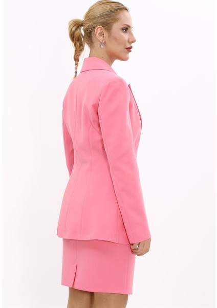 Erkek Yaka Tek Düğmeli Klasik Ceket-Pembe modelleri