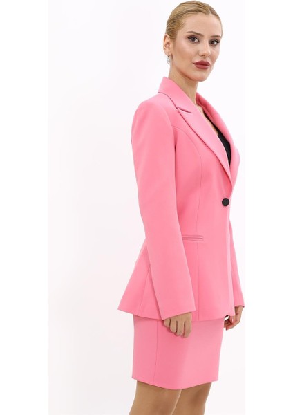 Erkek Yaka Tek Düğmeli Klasik Ceket-Pembe fırsatları