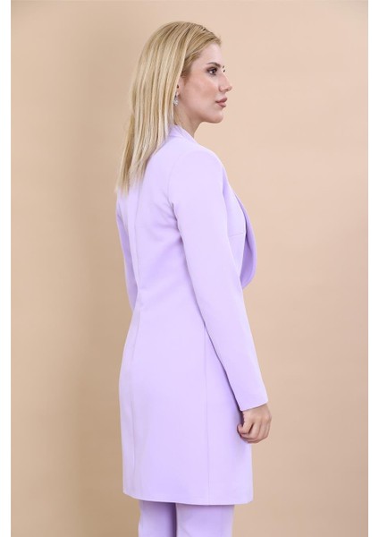 Şal Yaka Cepli Uzun Ceket-Menekşe indirimleri