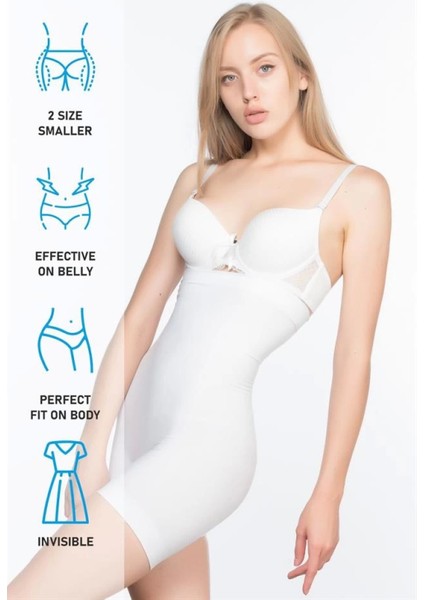 Miraxx Beyaz Emay 7026 Ince Yüksek Bel Paçalı Korse indirimleri