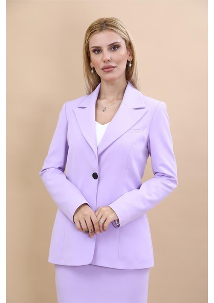 Erkek Yaka Tek Düğmeli Klasik Ceket-Menekşe