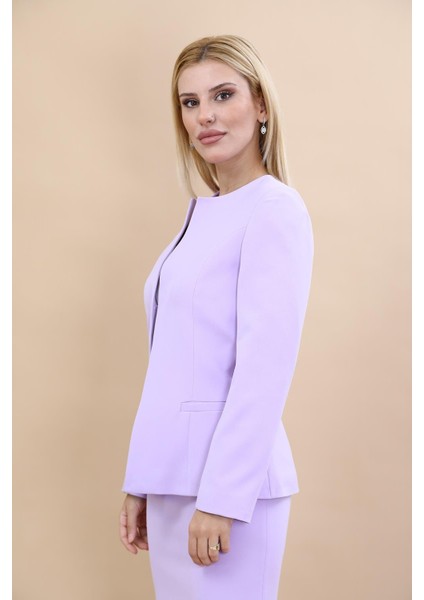 Oval Yaka Yandan Kuplu Klasik Ceket-Menekşe fiyatları