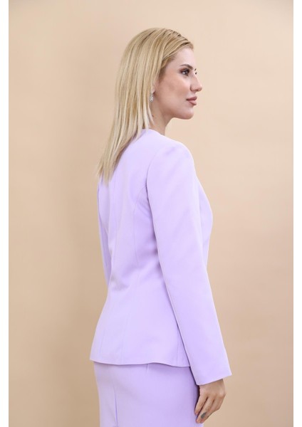 Oval Yaka Yandan Kuplu Klasik Ceket-Menekşe modelleri