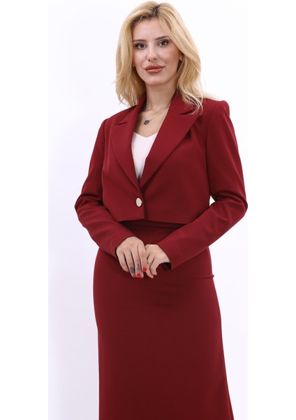 Erkek Yaka Tek Düğmeli Kısa Ceket-Bordo fırsatları