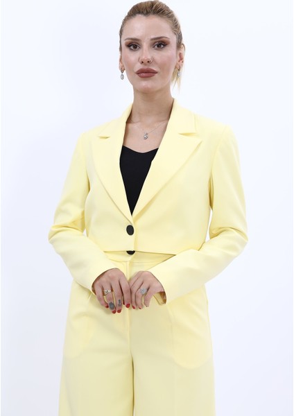 Erkek Yaka Tek Düğmeli Kısa Ceket-Sarı fırsatları