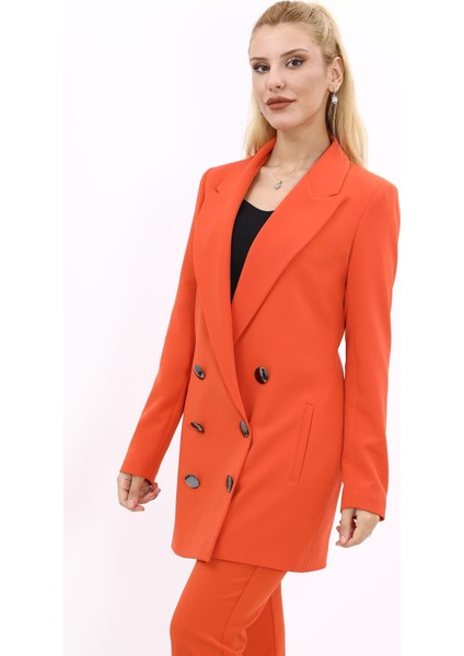 Erkek Yaka Kuruvaze Uzun Ceket-Turuncu fiyatları