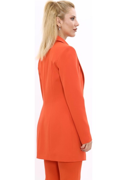 Erkek Yaka Kuruvaze Uzun Ceket-Turuncu modelleri