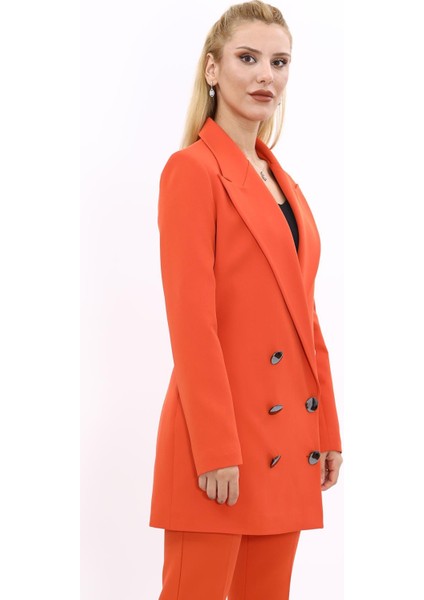 Erkek Yaka Kuruvaze Uzun Ceket-Turuncu fırsatları