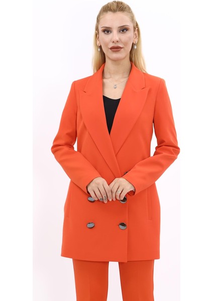 Erkek Yaka Kuruvaze Uzun Ceket-Turuncu indirimleri