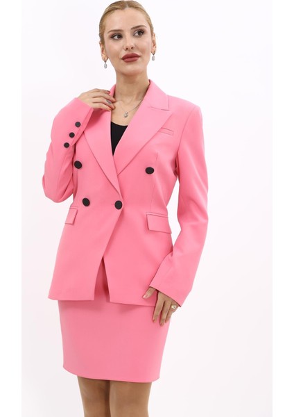 Erkek Yaka Çapraz Ceket-Pembe