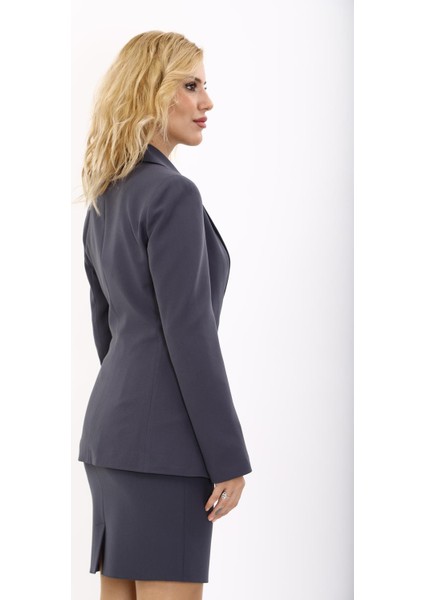 Erkek Yaka Düğme Detaylı Ceket-Füme modelleri