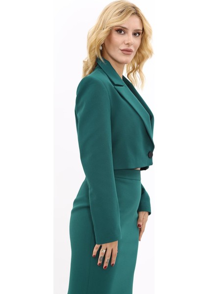 Erkek Yaka Tek Düğmeli Kısa Ceket-Zümrüt modelleri