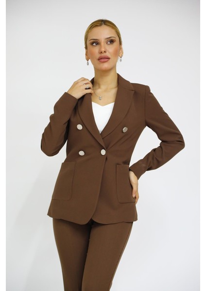 Erkek Yaka Torba Cepli Klasik Ceket-Kestane