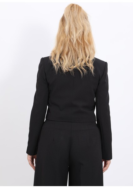 Gömlek Yaka Kısa Ceket-Siyah fırsatları