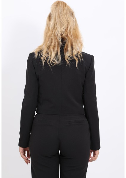 Gömlek Yaka Kısa Ceket-Siyah indirimleri