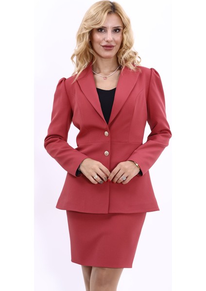 Erkek Yaka Kolu Büzgülü Ceket-Kiremit