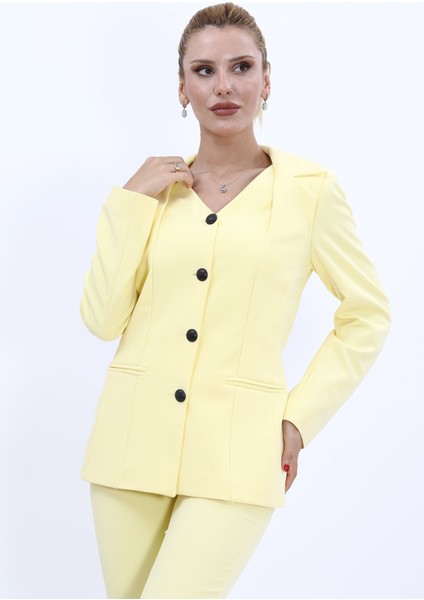 Erkek Yaka Yelek Ceket-Sarı