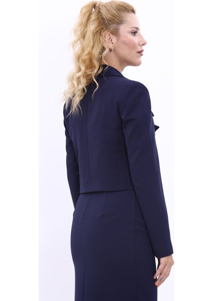Gömlek Yaka Kısa Ceket-Lacivert modelleri