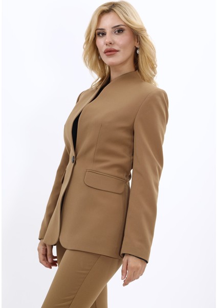 Kendinden Dik Yakalı Ceket-Camel fiyatları