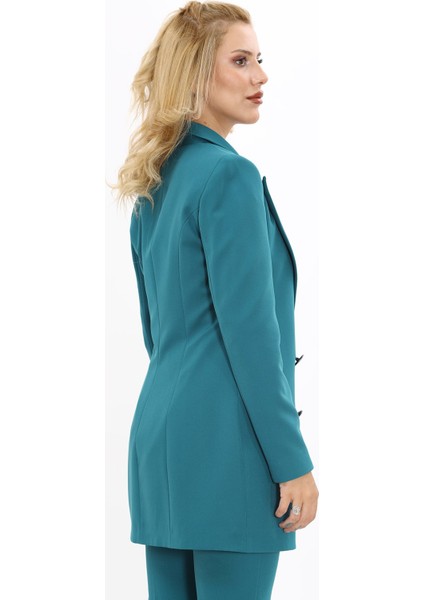 Erkek Yaka Kuruvaze Uzun Ceket-Petrol modelleri