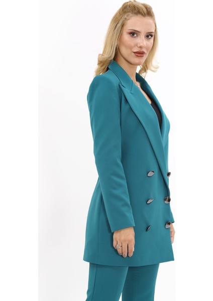 Erkek Yaka Kuruvaze Uzun Ceket-Petrol fırsatları