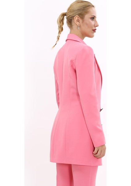 Erkek Yaka Kuruvaze Uzun Ceket-Pembe fırsatları
