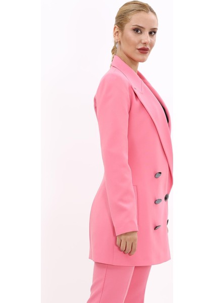 Erkek Yaka Kuruvaze Uzun Ceket-Pembe indirimleri
