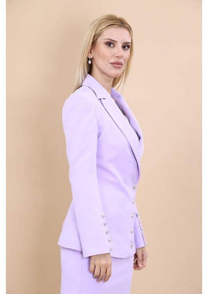 Erkek Yaka Düğme Detaylı Ceket-Menekşe modelleri