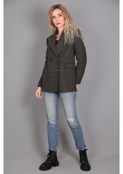 Kaşe Blazer Ceket-Haki
