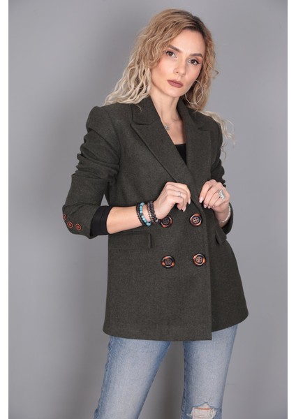 Kaşe Blazer Ceket-Haki modelleri