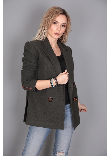 Kaşe Blazer Ceket-Haki fırsatları
