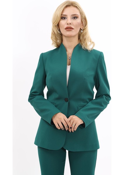 Kendinden Dik Yakalı Ceket-Zümrüt indirimleri