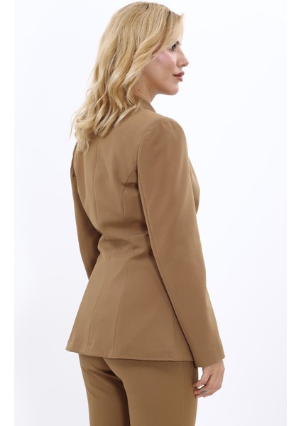 Kendinden Dik Yakalı Ceket-Camel modelleri