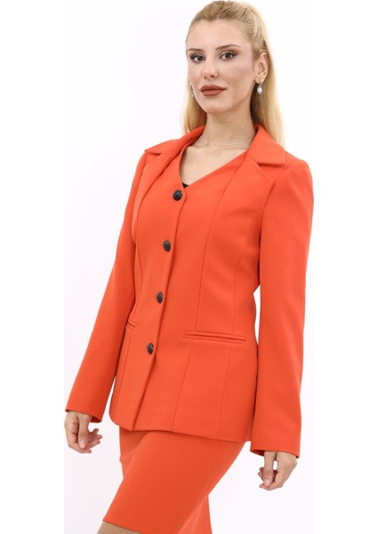 Erkek Yaka Yelek Ceket-Turuncu